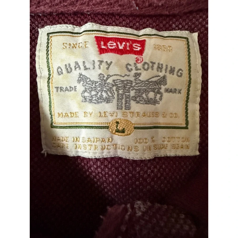 LEVI'S - Men's VINTAGE Maroon Stripe Polo Shirt‎ - Size Large